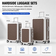 WXDH Custom Logo All Aluminum Checkerboard Carry on Luggage Waterproof Metal Spinner Suitcase for Bu