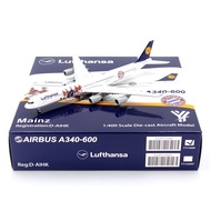 YY Wings 34608 Hensha Airlines A340-600 D-AIHK Alloy Aircraft Model 1/400