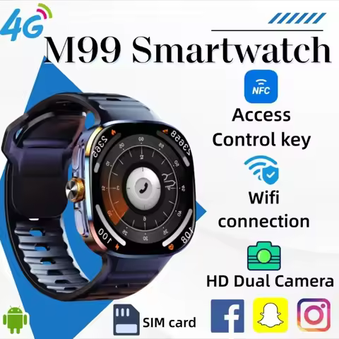 New M99 5G Smartwatch2.4-inch AMOLED Android OS Rotary Camera SIM Card Slot WiFi 24/7 Health Monitor