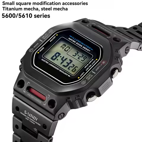 For Casioak DW5600 GWB5600 GWM5610 Titanium/Steel Case & Bezel Mod Kit with Strap Mecha Style MechWa