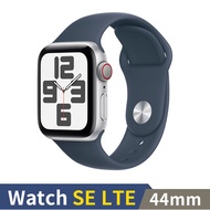 Apple Watch SE 2023 LTE 44mm銀鋁錶殼配風暴藍運動錶帶(M/L)