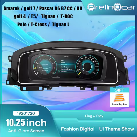 LCD Digital Dashboard Cluster For VW Amarok Polo Golf 7/7.5 Tiguan L Passat B6 B7 CC B8 Golf 4 MK4 T