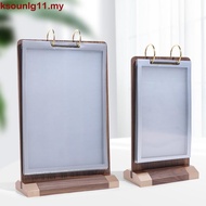KSOUNLG11 Menu & Ad Display Stand, Loose-Leaf Label Holder, A4/A5/A6 Non-slip Acrylic & Wood, Deskto