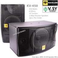 Original 2024 Kevler KV-450 10 Inches 450W 8 Ohms 2-Way Passive Karaoke Speaker Audio System Pair wi