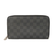 二手LOUIS VUITTONZippy Organizer NM（新款）黑色/灰色圓形拉鍊隔間錢包卡包零錢包RFID IC晶片 Damier Graphite Noir 長錢包 N60111