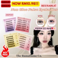 【36pcs】REUSABLE Glue Free Fake Eyelashes BQI Non Glue Sunflower Natural Look False Lashes Bulu Mata 