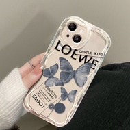 For Samsung S23 Ultra S23 FE S22 Plus S21 Ultra S20 S21 FE INS Fresh Elegant Label Blue Butterfly Wave Cover Soft Phone Case