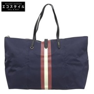 Bally 女士海軍藍可折疊尼龍手提包，成色極佳