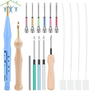 17 Pcs Punch Needle Kit Adjustable Punch Needle Tool Punch Needle Set Punch Needle Embroidery Kit fo