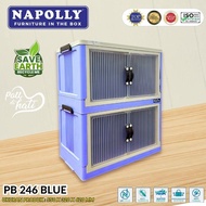 Napolly Poli Box 246 Stackable Plastic Cupboard Multipurpose Folding Cupboard Narrow Cupboard - BLUE