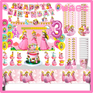 [WABC] Super Mario Princess Peach Birthday Party Decoration Girls Mario Princess Party Supplies Banner Balloon Backdrop Baby Shower