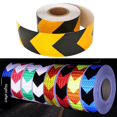 Car Arrow Reflective Sticker Self-Adhesive Reflector Waterproof Warning Tape Strips for Car Electrom