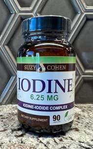 Suzy Cohen Iodine Complex Supplement - 6.25mg Iodine & Iodide Blend - 90 Vegetarian Capsules for Die