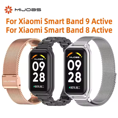 Strap For Xiaomi Mi Band 9 Active Bracelet Wristband for Mi Band 8 Active Stainless Steel Metal Watc