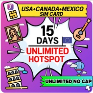 J Travel 【 USA + Canada + Mexico SIM Card 】3 Days - 15 Days Unlimited Hotspot Travel Prepaid Sim Car