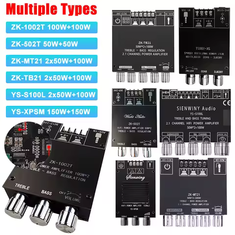 Amplifier Board ZK-1002T ZK-502T YS-S100L 50W 100W 150W Bass Note Tuning AMP Bluetooth-Compatible Am