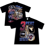 VONSEEY BULLS 3PEAT BASKETBALL SPORT KAOS OVERSIZE COMBED 20S BLACK DTF