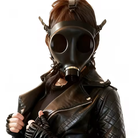 Fetish Half-Face Silica Gel Gas Mask with Breathing Bag And Rubber Tube for SM Conquer Choking Headg