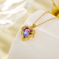 Dây Chuyền Nữ Vàng 24k ""Mặt Trái Tim"" [Đính Đá Thạch Anh Tím]