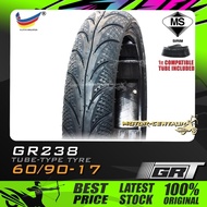 TAYAR KOMBO GRT (GLOBAL RUBBER) TYRE GR238 60/90-17 + TUBES (BUNGA DIAMOND)