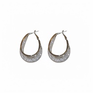 Korean Women's U-Shaped Silver Earrings Sparkling Elegant Glamorous Fashion Luxury Casual Formal - L