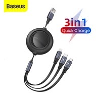 Baseus สายชาร์จเร็ว 3.5A รุ่น Bright Mirror 2 Series Retractable 3-in-1 Fast Charging Data Cable แบบ USB to Micro USB+Lightning+Type C