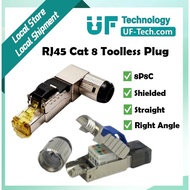 UFTECH RJ45 Cat 8 Modular Plug 8P8C Shielded Toolless Straight/Right-Angle Plug Ethernet Connector