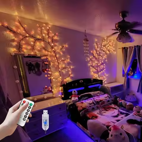 4.2FT/48LED,9.1FT/96LED,7.55 FT/ 144 LED Cherry Blossom Tree Branch Lights for Wall,8 Modes Pink Che
