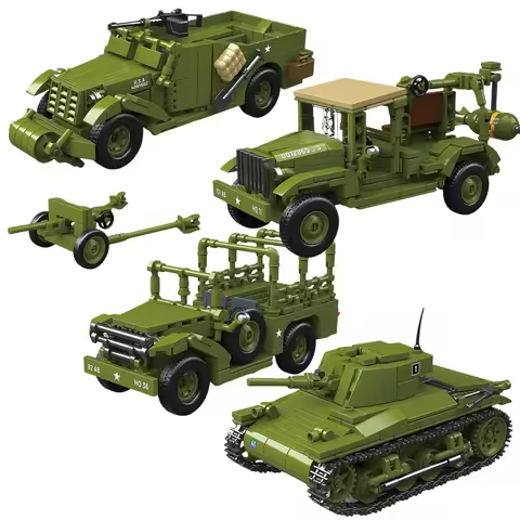 Ww2 Military Us Army Tank World War II Tank Building Blocks M22 Locust M6 Truck Tank Car Model Toys 