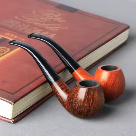 RU- NewBee 10 Tool Kit Imported Briar Wood Handmade 9mm Filter Bent Smoking Pipe with Pipe Rack/Brus