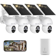 4MP PTZ Solar Security Camera Outdoor, 4pcs Wireless Security Camera System with 128GB Card, Pan/Til