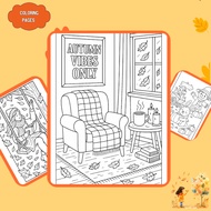 Set of 50/25/10 coloring pages, Fall themed coloring pages, A4, A5 regular 70gsm F1083T paper