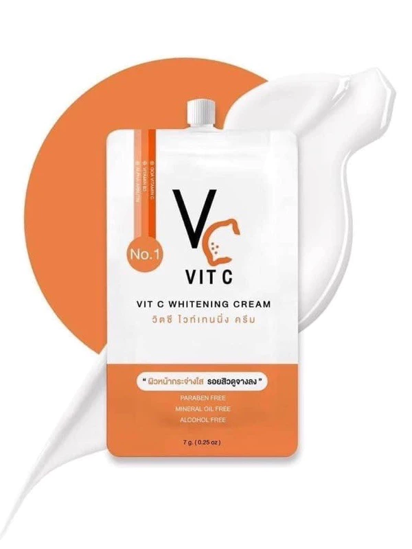 VC Vit C Whitening Cream 7 g.x10ซอง วีซี วิตซี ไวท์เทนนิ่ง ครีม
วีซี วิตซี ไวท์เทนนิ่ง ครีม VC Vit C Whitening Cream