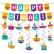 [Ready Stock] Happy Deepavali Glitter Pull Flag Diwali Party Decoration Banner Diwali Deepavali Fest