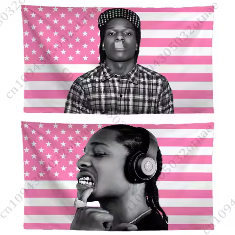 A-Asap R-Rocky Pink USA Flag Tapestry Funny Banner For College Dorm Room Bedroom Outdoor Living Room