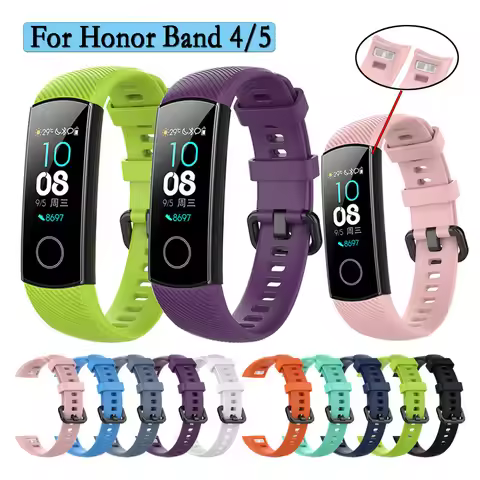 Silicone Watchband strap For Huawei Honor Band 5/4 Sport Smartwatch Steel Buckle Replacement Wristba