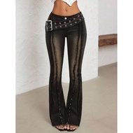 Low-Rise Flared Jeans with Fox Eye Belt (Please do not cancel for me)
