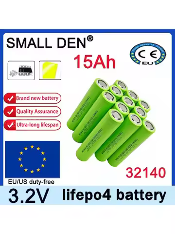 32140 3.2V 15Ah Lithium Iron Phosphate Lifepo4 DIY 12V 24V 36V Battery Pack Electric Vehicle Travel 