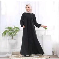 gamis wanita dewasa crinkle airflow dress rempel dada samping