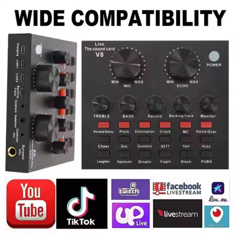 Likheung V8 V8S Audio Mixer USB External Headset Microphone Webcast Personal Live Broadcast Sound Ca