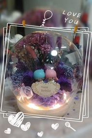 Little Twin Stars 紫色系列永生花水晶球