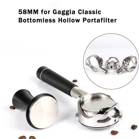 58MM Bottomless Hollow Portafilter for Gaggia/Baby/Classic Coffee Machine Modified Handle Stainless 
