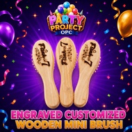 Wooden Mini Hair Brush Engraved Customized Souvenir for Birthday Kids Events Giveaway
