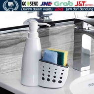 Dispenser Sabun Set 2 Dalam 1 Tempat Sabun Cuci Piring Rak Wastafel Dapur - TANPA BUBBLE