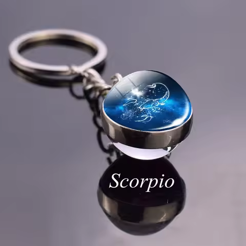 12 Constellation Astrology Keychain Zodiac Key Chain Scorpio Sagittarius Capricorn Aquarius Pisces A