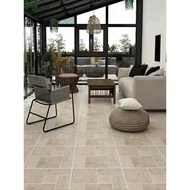 French Castle Vintaj Lime Stone Jubin Vila Seramik Penuh Luar Halaman Jubin Lantai Balkoni Halaman T