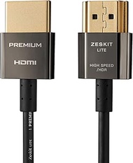 Zeskit Lite 4K Premium HDMI 2.0b High Speed with Ethernet 3ft Ultra Thin, 18Gbps 4K60 ARC HDR HDCP 2.2 2.3 Compatible with Dolby Vision Apple TV 4K Roku Sony LG Samsung Vizio Xbox PS4 PS5 Switch