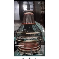 sangkar burung perkutut dari rotan. bentuk kerucut