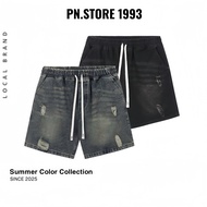 [Opening Deal] Men's Over-the-Knee Form Ripped Jean Shorts PN Store 1993 Elastic Waistband, Comforta