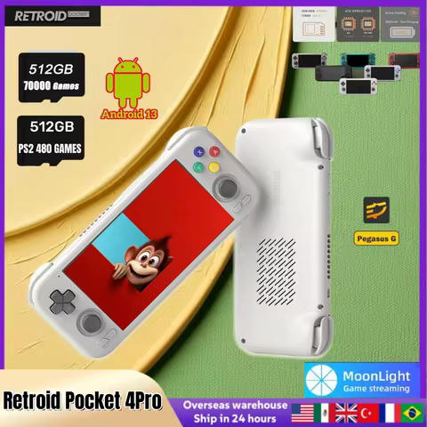 Retroid Pocket 4 Pro Retro Handheld Game Video Player Console 4.7 Inch Screen 8G+128G Android 13 Blu